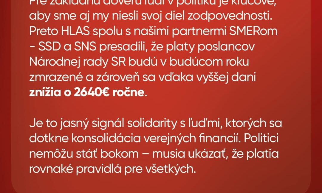 Slovakya’da Milletvekili Maaşları Donduruluyor Slovakya’da milletvekili maaşları dondurulurken, politikacılar da