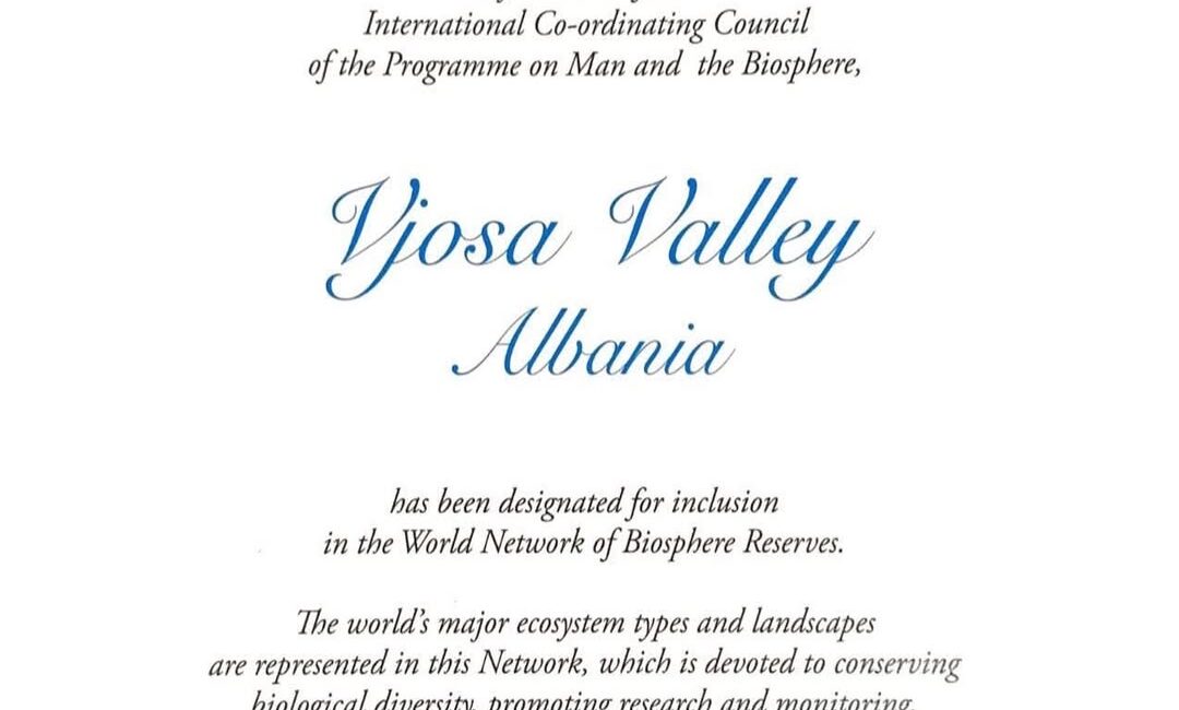 Vjosa Nehri, Uluslararası Tanınırlık Kazandı UNESCO, Vjosa Nehri’ni “İnsan ve